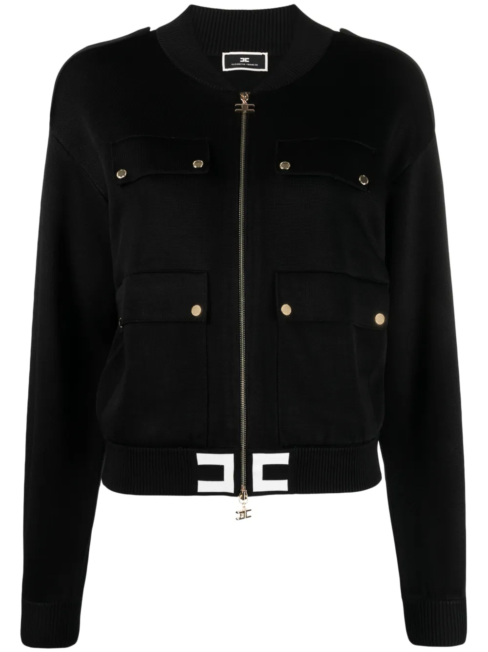 Elisabetta Franchi Bomberjack met logopatch Zwart