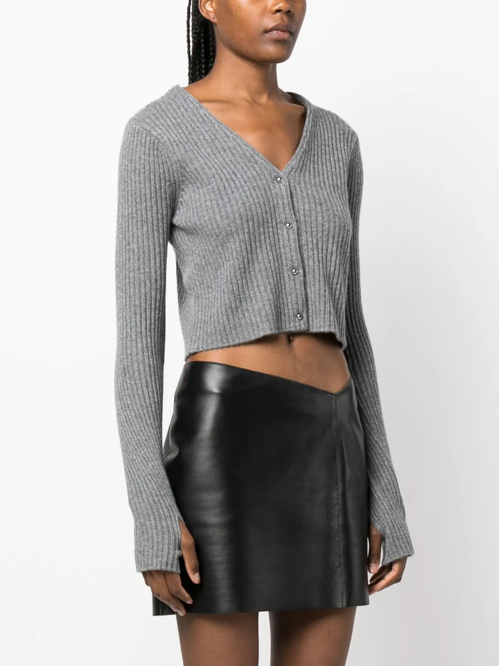 IRO Keyra wool-cashmere Cropped Cardigan | Grey | FARFETCH