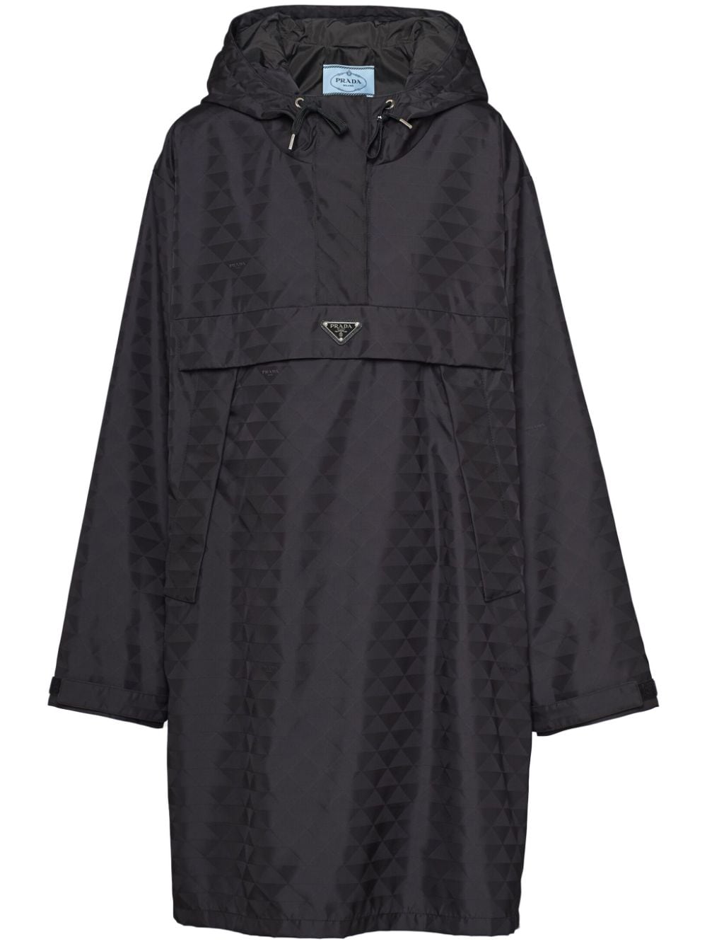 Shop Prada Printed Nylon Raincoat In Black