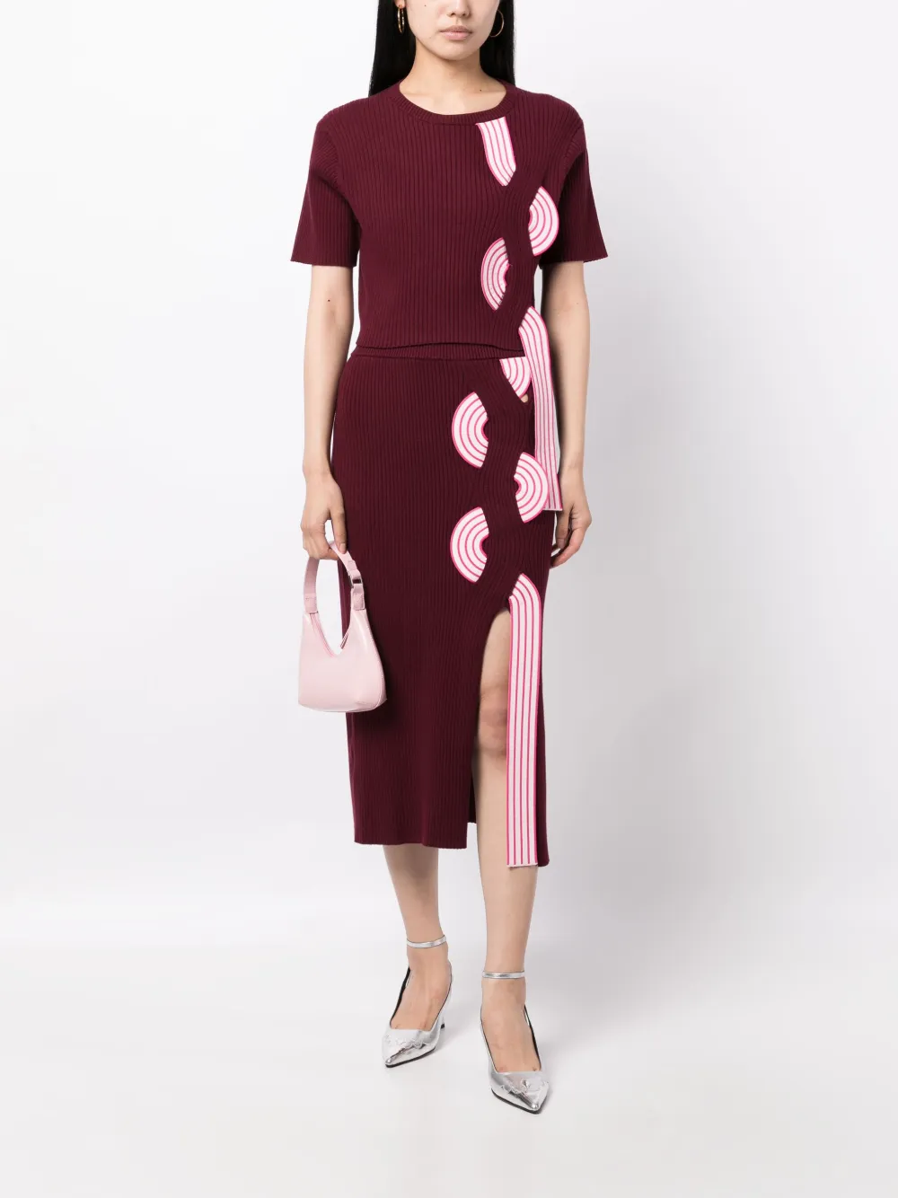PH5 Ellie ribbed-knit midi skirt - Rood