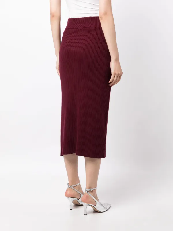 Burgundy top ribbed skirt