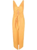 Nanushka draped linen midi dress - Orange