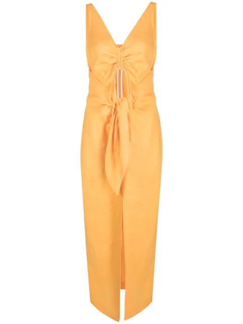 Nanushka draped linen midi dress