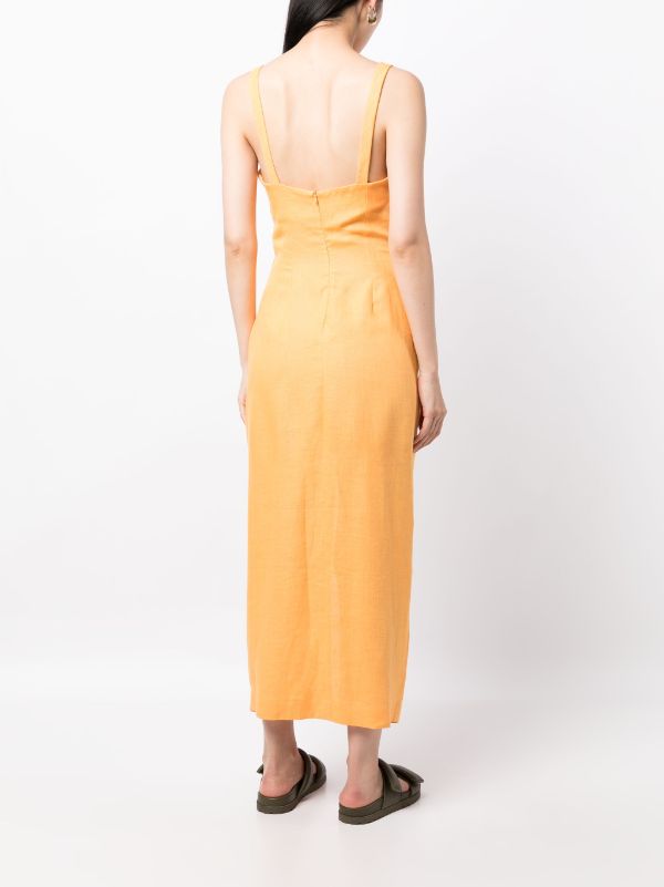 Nanushka Draped Linen Midi Dress - Farfetch