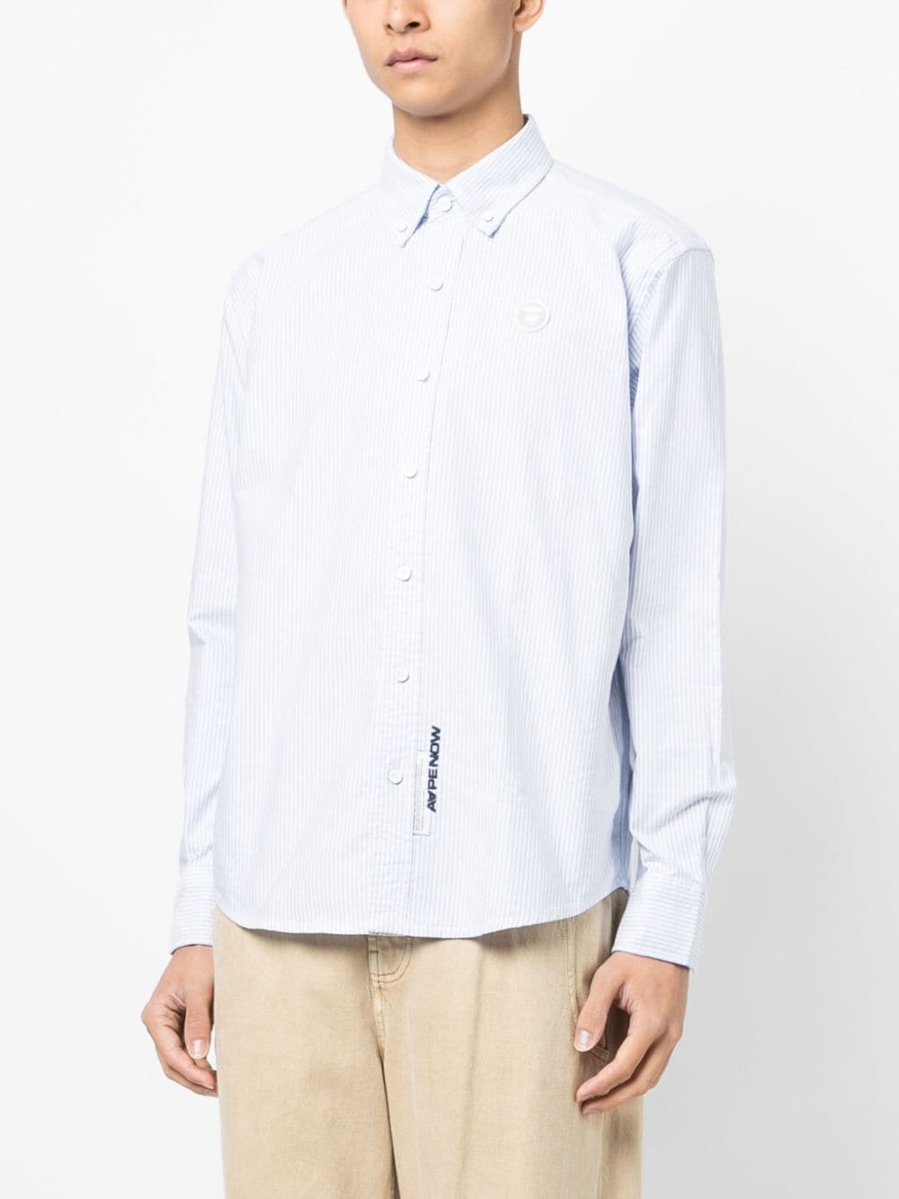 Shop Aape By A Bathing Ape Long-sleeve Button-fastening Shirt In Blue