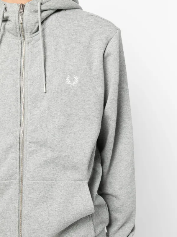 Fred Perry logo embroidered Hoodie Grey FARFETCH