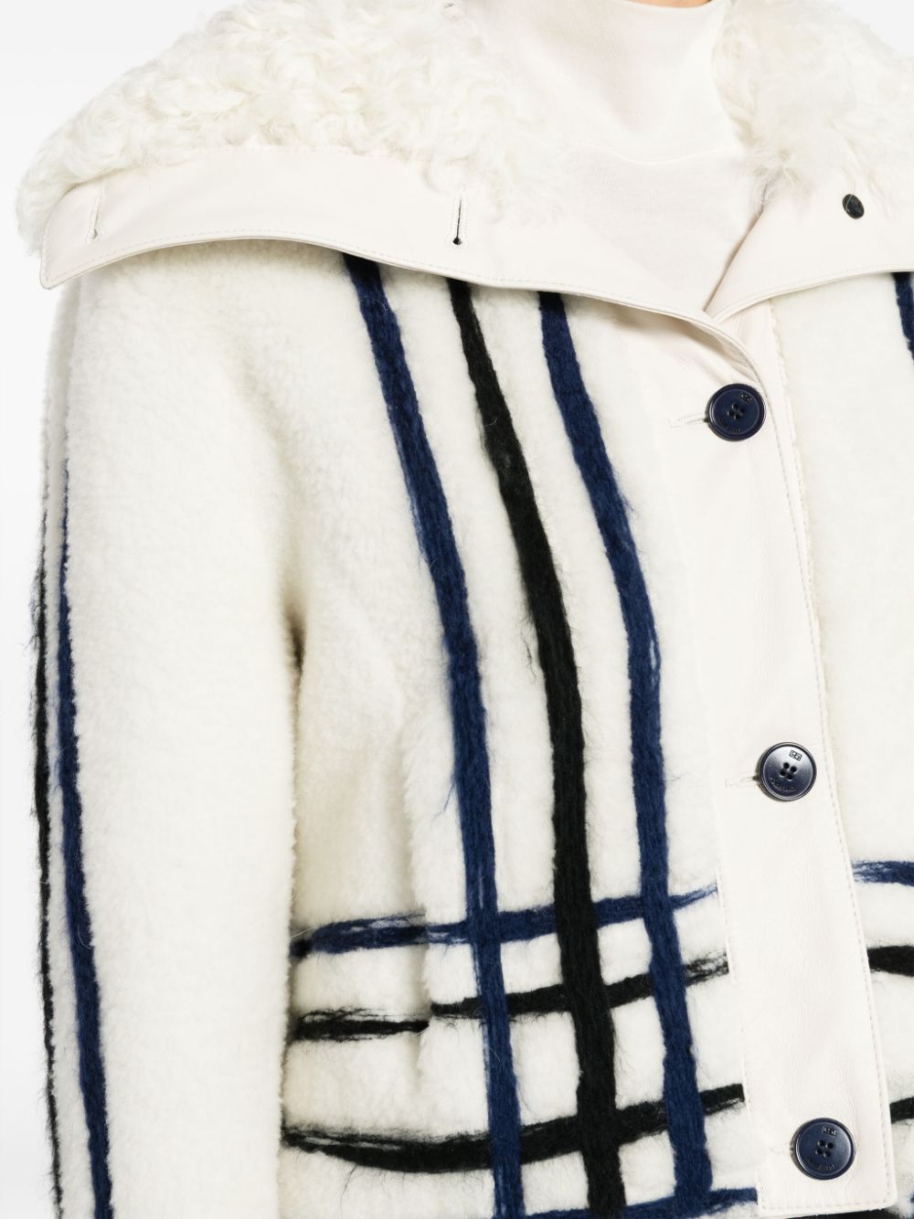 Shop Ports 1961 Checked Shearling Jacket In Neutrals