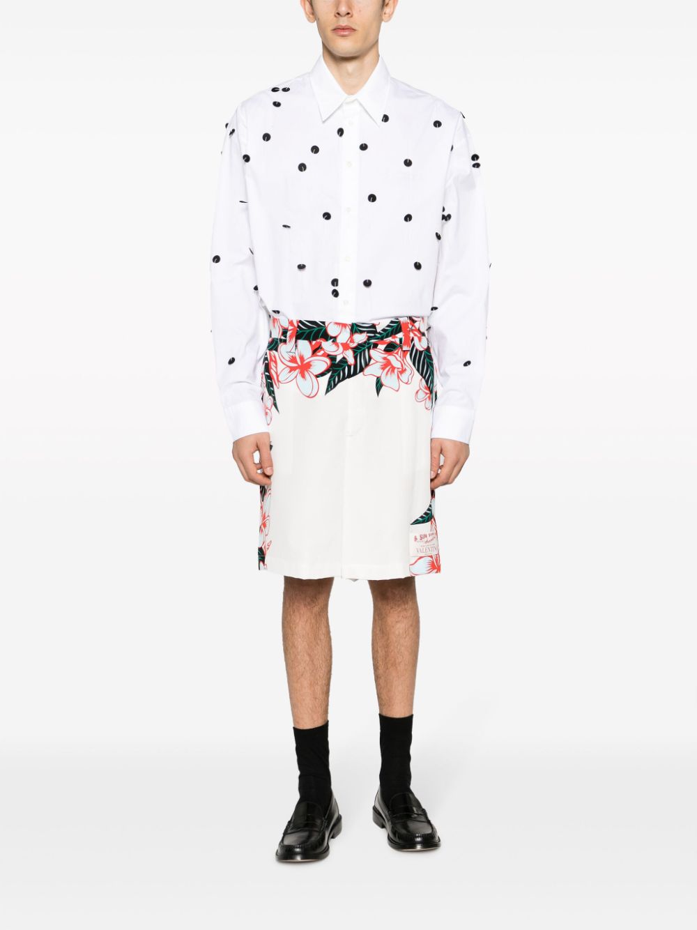 Valentino Garavani floral-print silk shorts - Wit