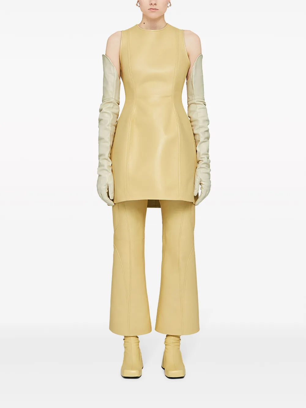 Jil Sander Mini-jurk van imitatieleer - Geel