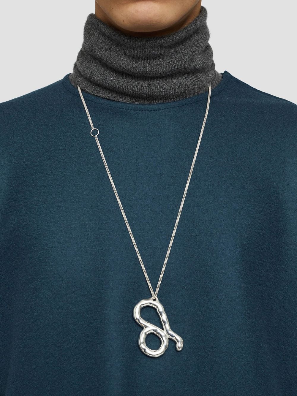 Shop Jil Sander Zodiac-pendant Curb-chain Necklace In Silver