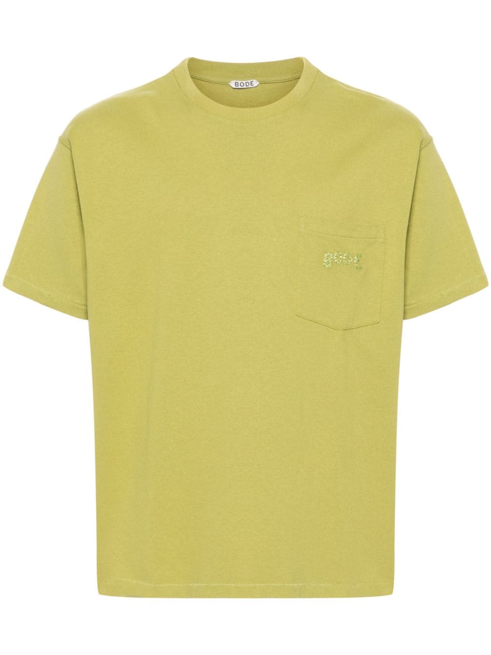 Shop Bode Embroidered-logo Cotton T-shirt In Green