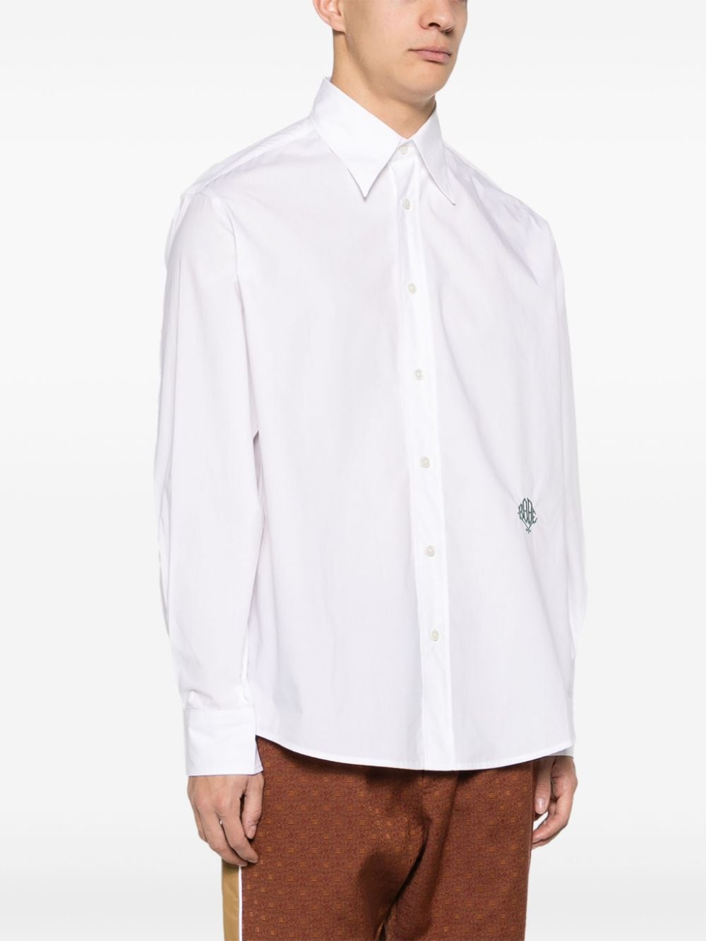 Shop Bode Logo-embroidered Poplin Shirt In Weiss