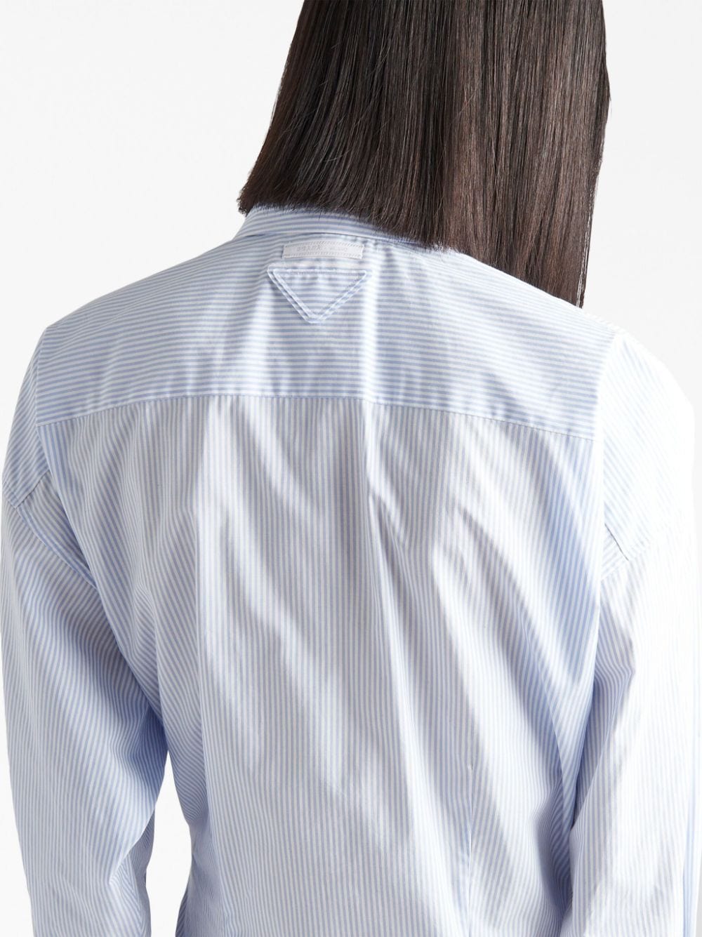 Shop Prada Safety Pin-embellished Striped Shirtdress In Blue