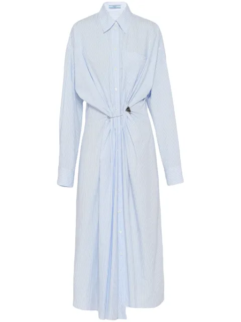 Prada safety pin-embellished striped shirtdress