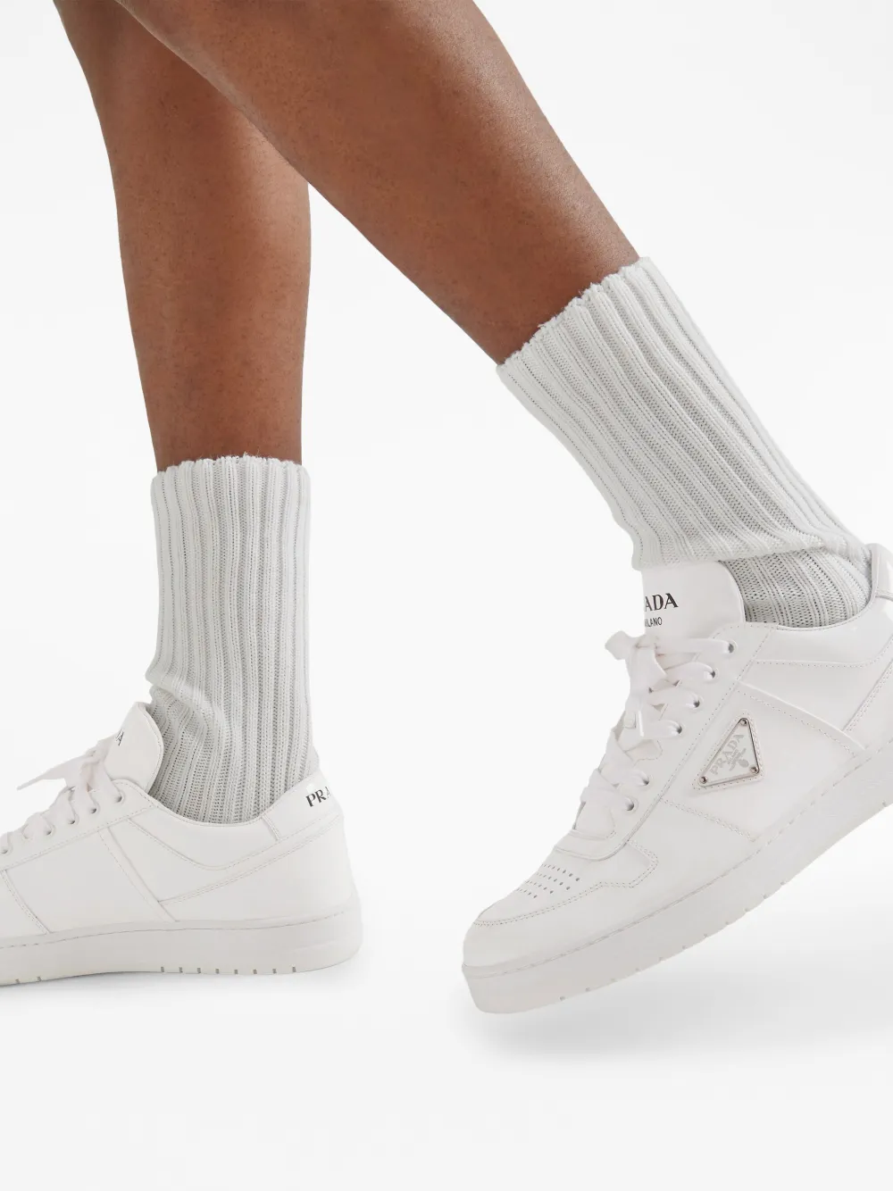 Prada Downtown Leather Sneakers - Farfetch