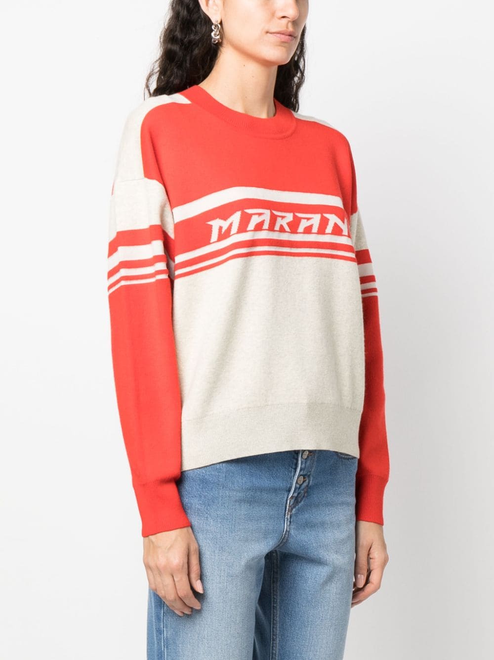 Shop Marant Etoile Callie Intarsia-knit Logo Jumper In Orange