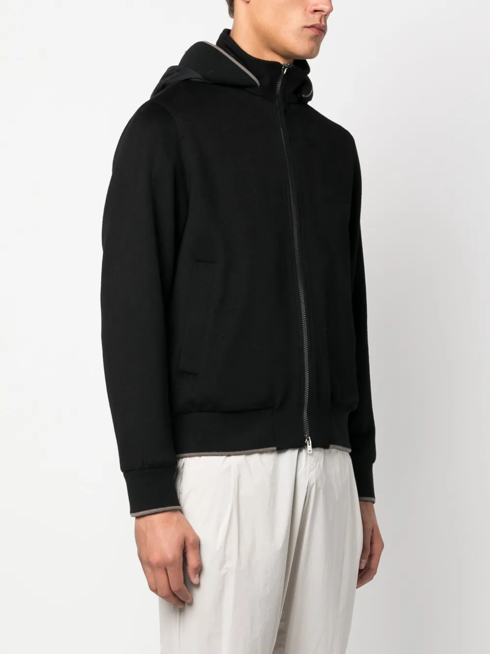 Herno Panelled Hooded Down Jacket In Black