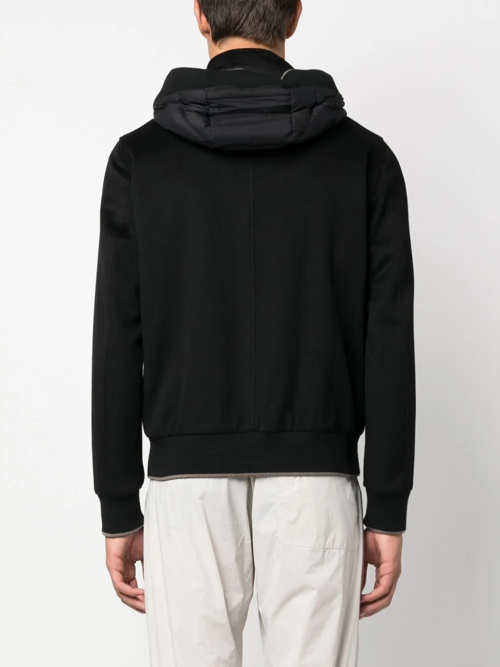 Herno Panelled Hooded Down Jacket In Black