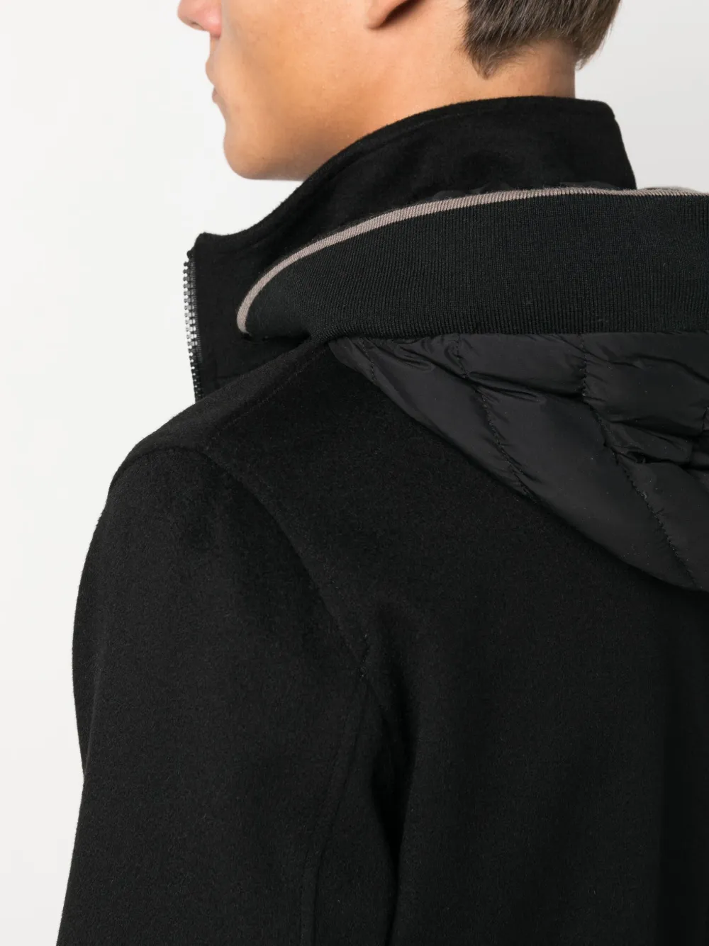 Herno Panelled Hooded Down Jacket In Black