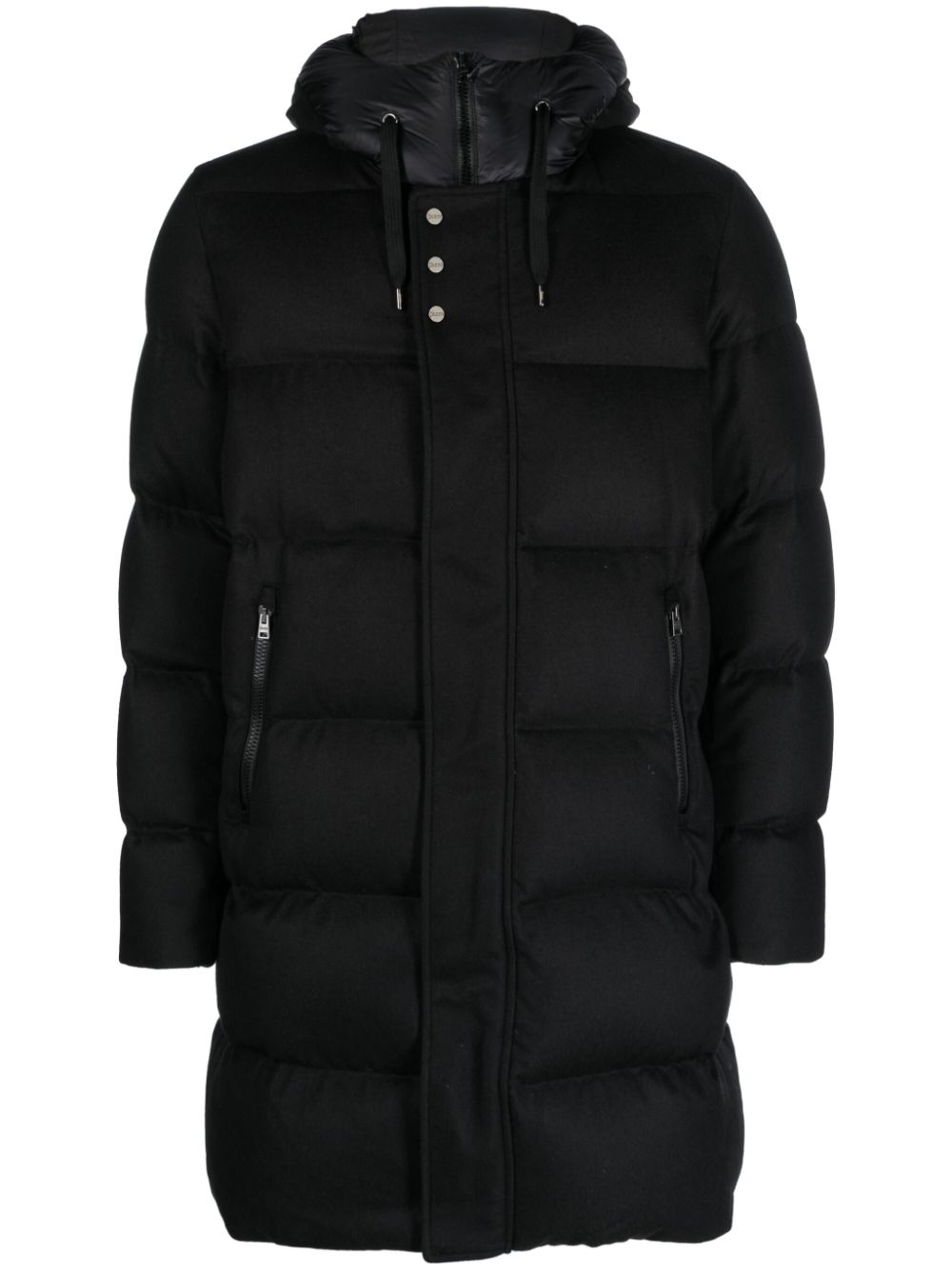 Herno hooded padded mid-length coat – Black