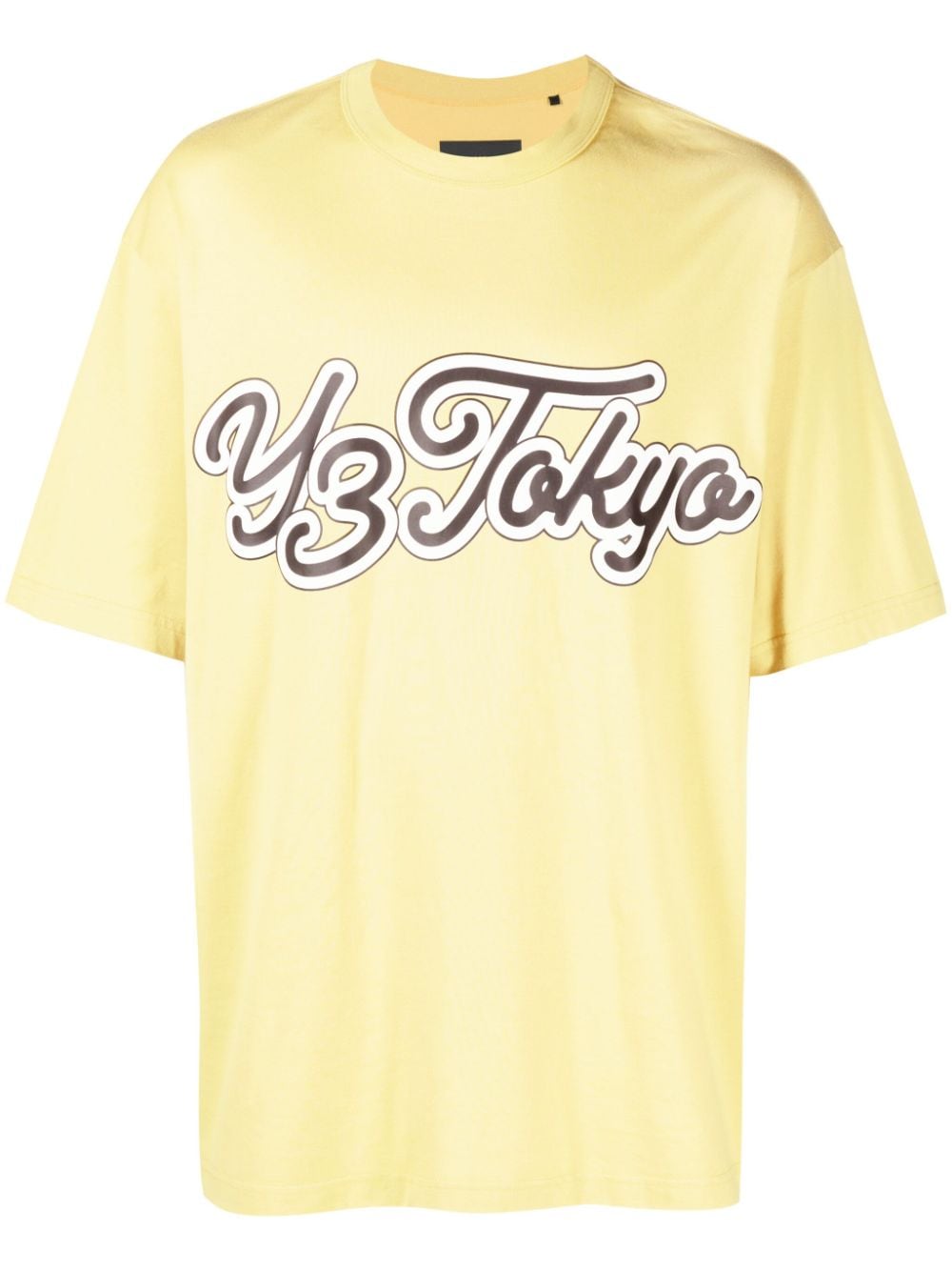 Shop Y-3 Logo-print Cotton T-shirt In Yellow
