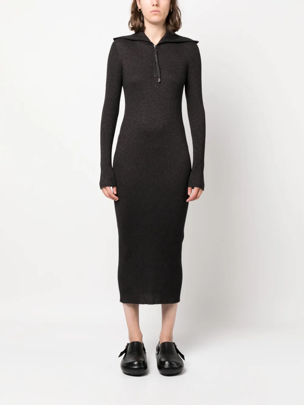Brunello Cucinelli Midi-jurk met halve rits - Zwart