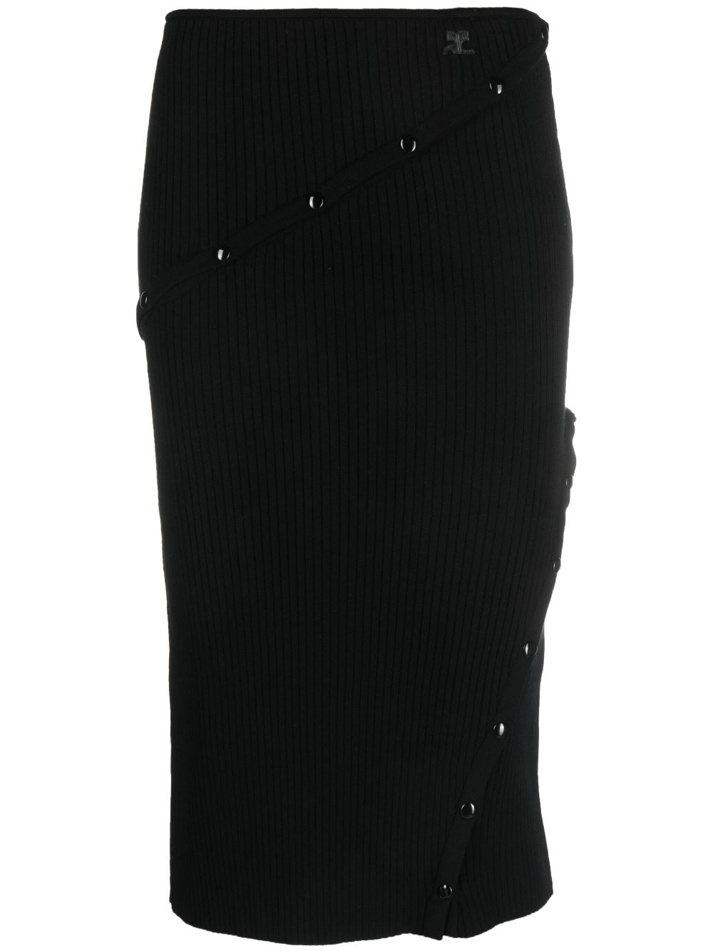 Courrèges detachable-panel high-waist skirt - Black