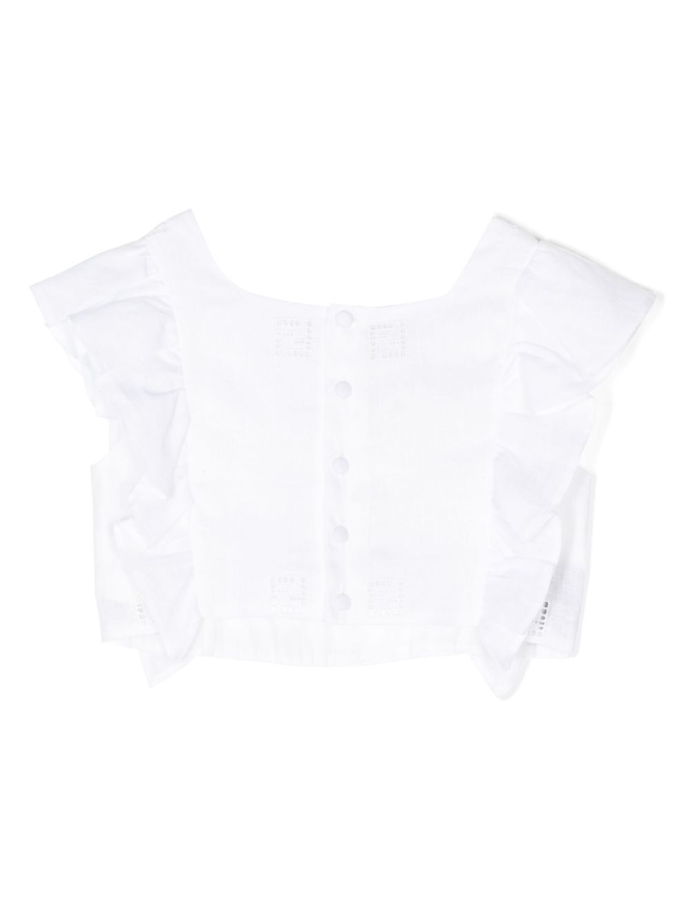 Shop Fendi Ruffle-detail Linen Top In White