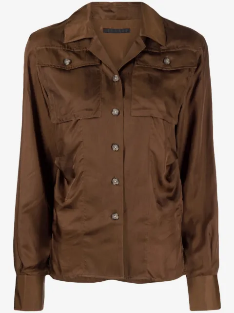 Helmut Lang long-sleeve satin-finish shirt