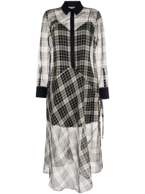 Ports 1961 semi-sheer checkered maxi dress