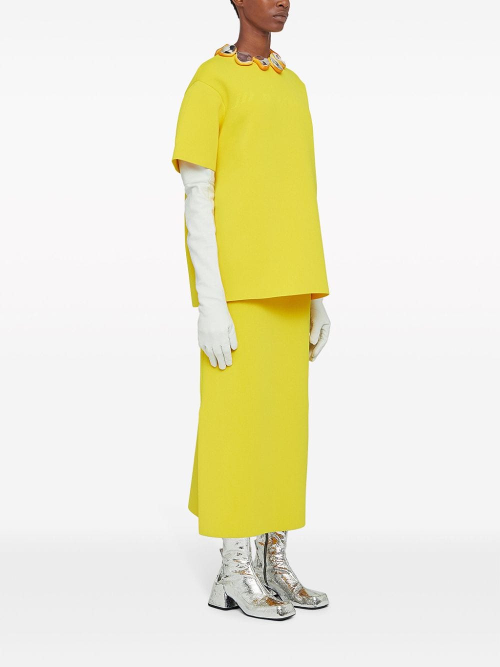 Shop Jil Sander A-line Midi Skirt In Yellow