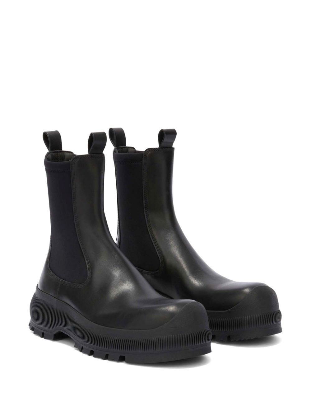Jil Sander logo-embossed leather boots - Zwart