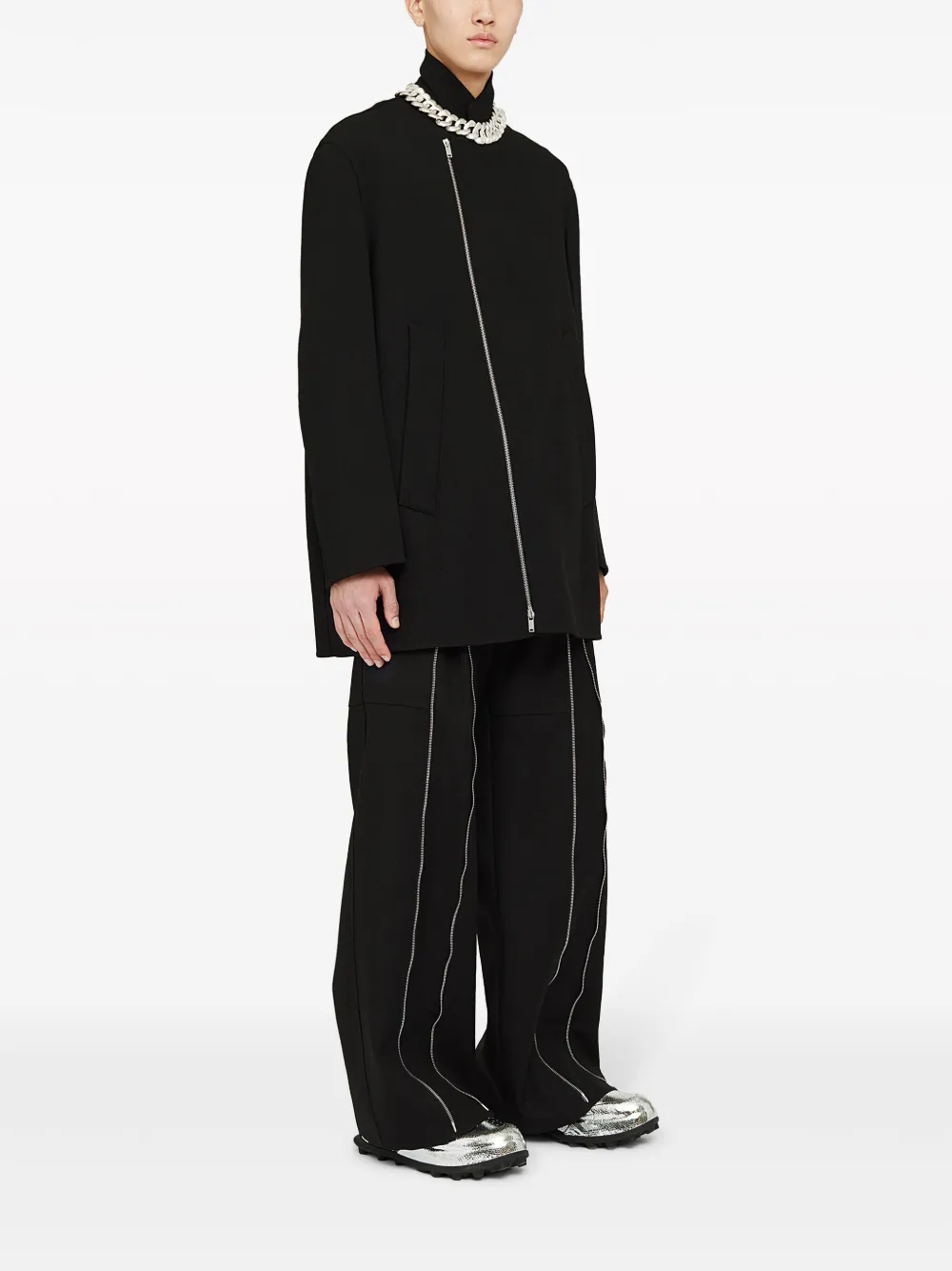 Jil Sander Broek met wijde pijpen Zwart