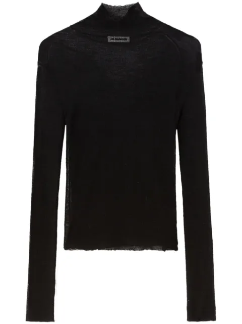 Jil Sander top semitransparente con parche del logo