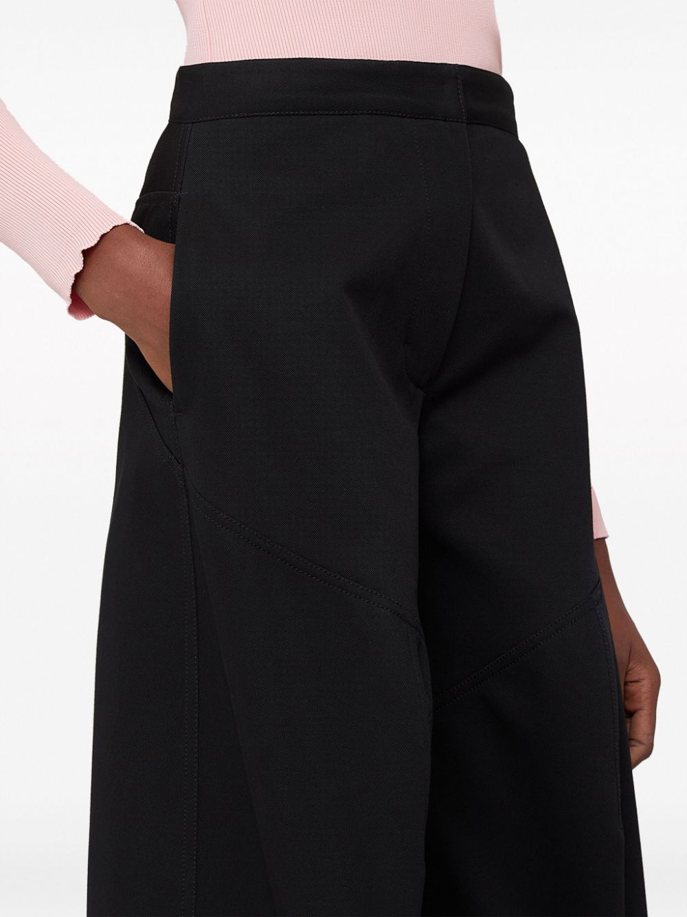 Shop Jil Sander Flared Cotton Trousers In 黑色