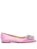 MACH & MACH Triple Heart satin ballerina shoes - Pink