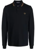 Fred Perry logo-embroidered cotton polo shirt - Blue