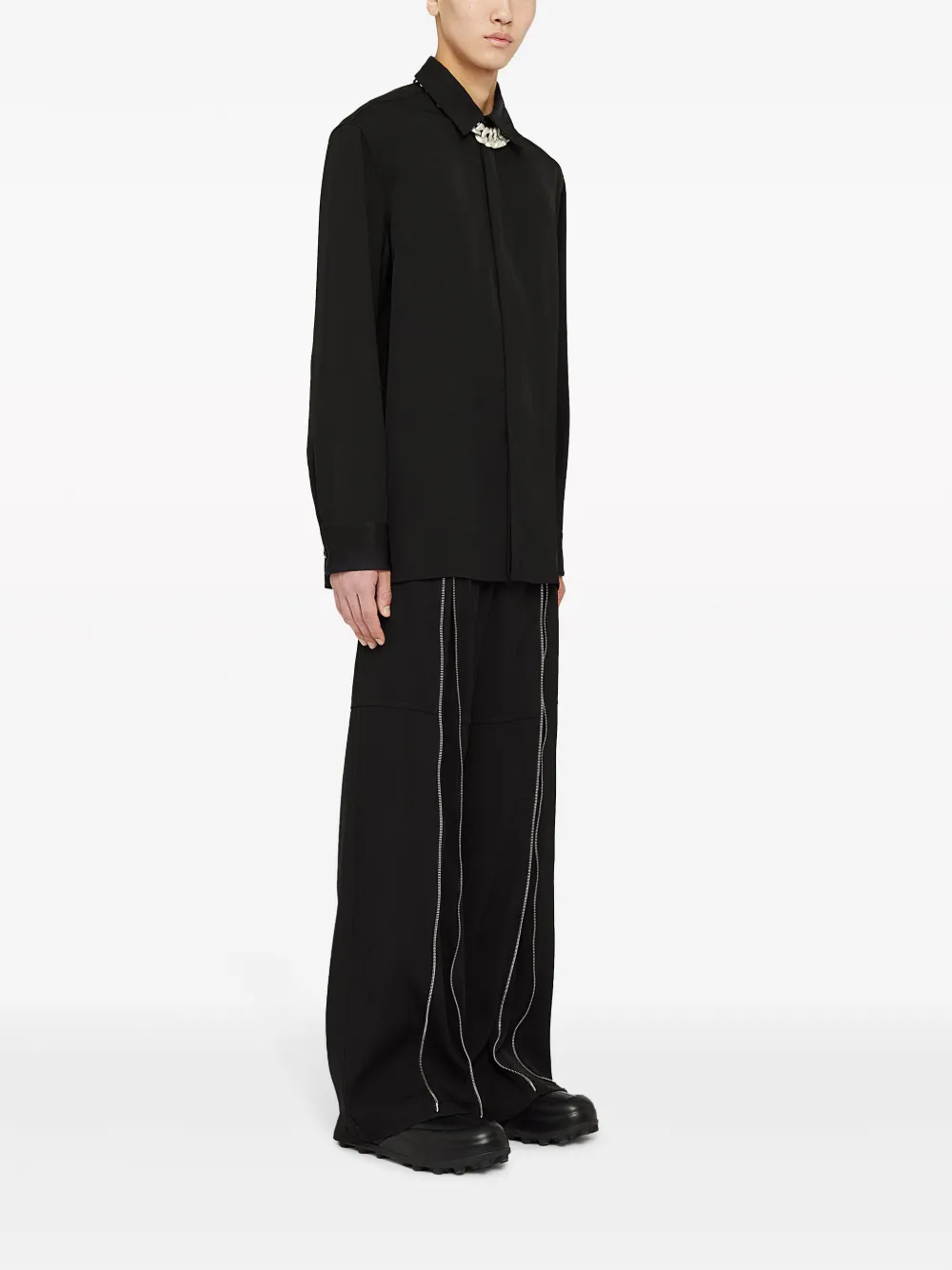 Jil Sander Broek met wijde pijpen Zwart