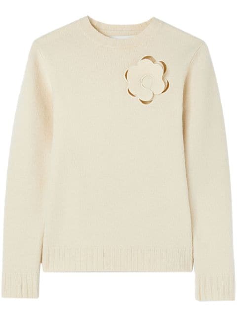 Jil Sander floral-appliqué wool jumper