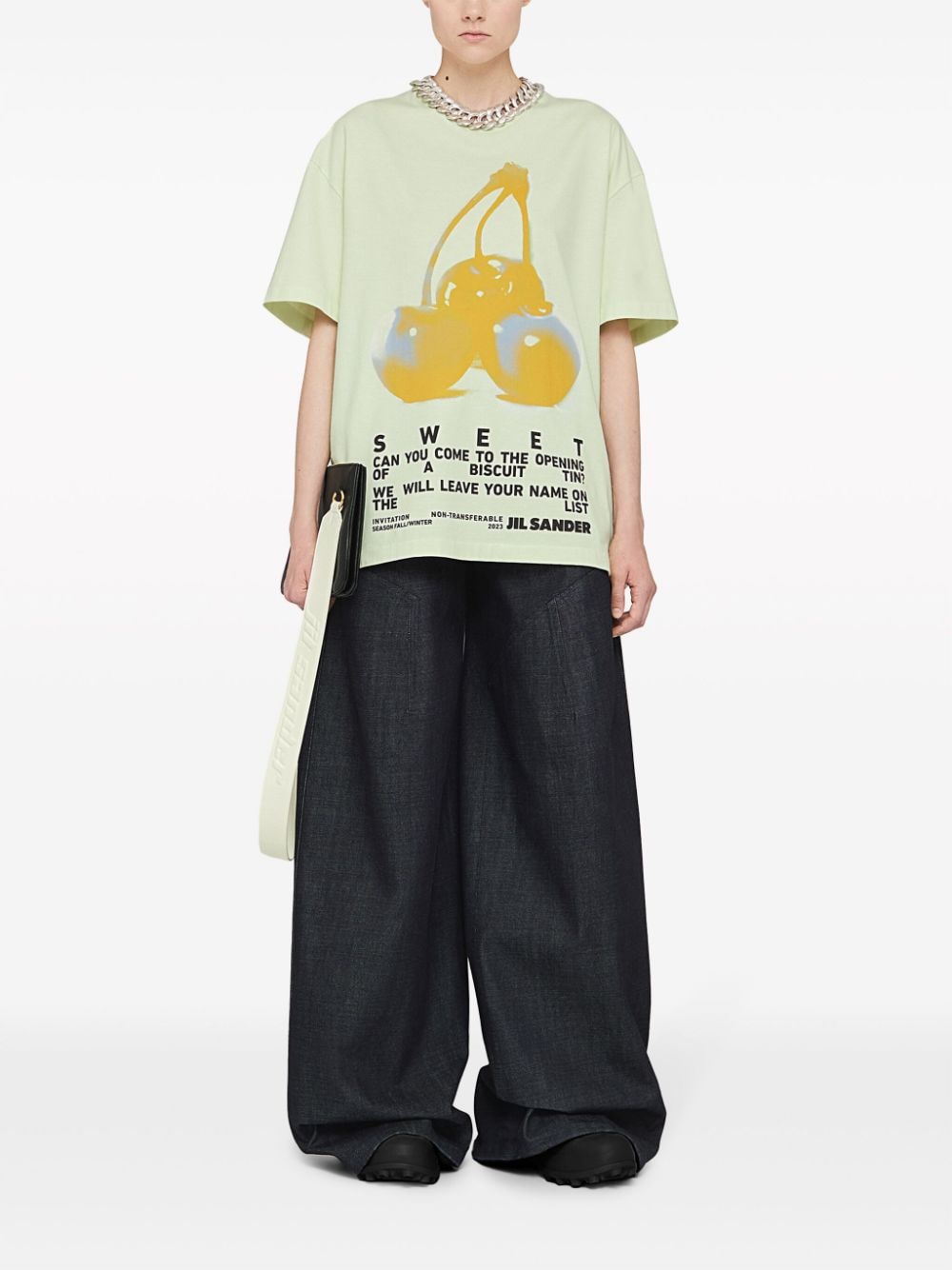 Shop Jil Sander Graphic-print Cotton T-shirt In Green