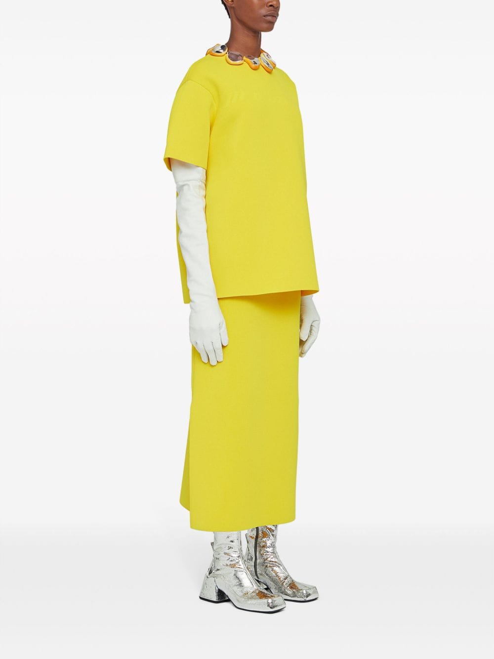 Shop Jil Sander Debossed-logo Short-sleeve Top In Yellow
