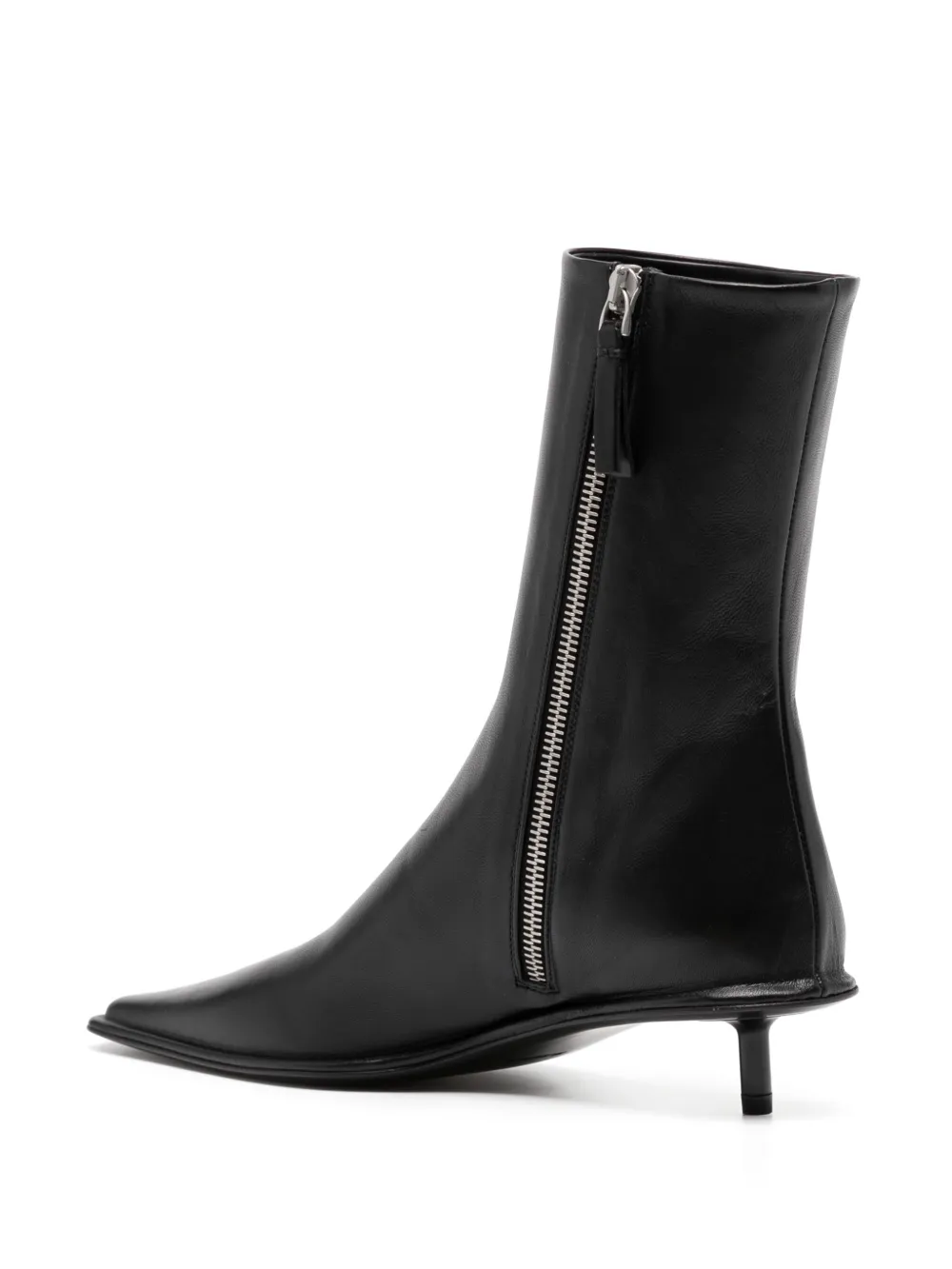 Jil Sander 25mm square-toe leather boots Black