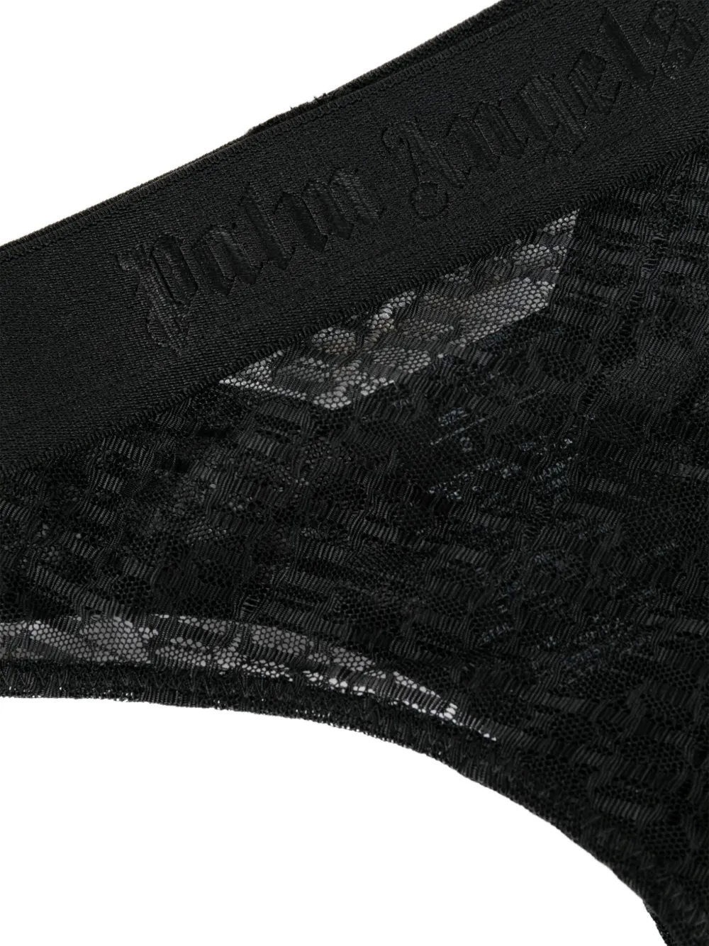 Shop Palm Angels Logo-waistband Lace Thong In Black