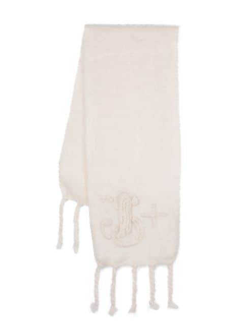 Jil Sander logo-embroidered mohair-wool scarf