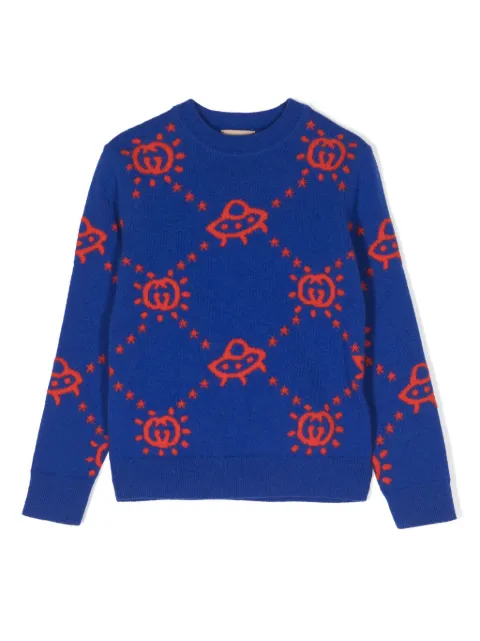 Gucci Kids GG UFO-intarsia wool jumper