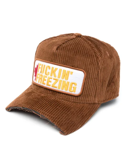 DSQUARED2 logo-embroidered corduroy cap