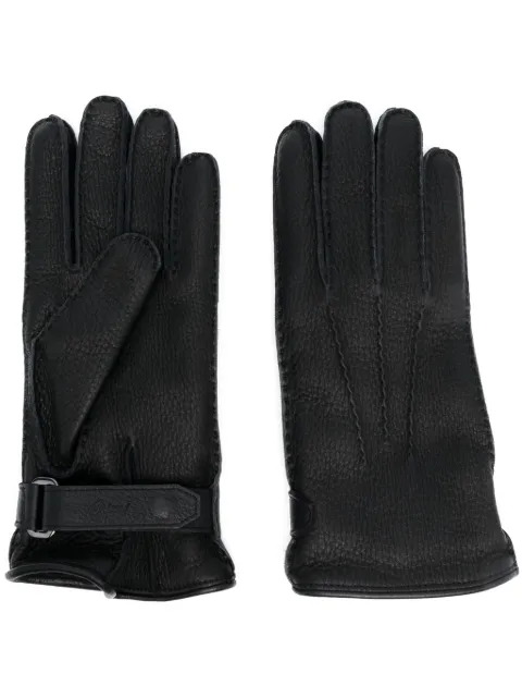 Brioni touch-strap leather gloves