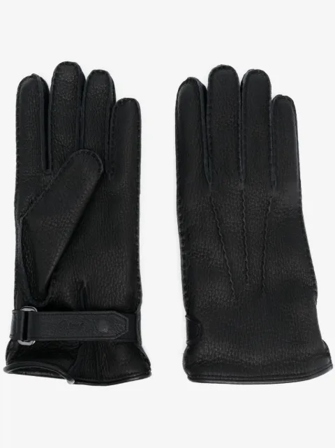 Brioni touch-strap leather gloves