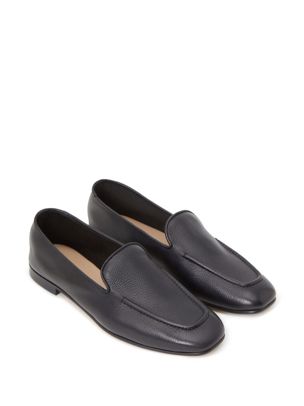 Shop 12 Storeez Square-toe Leather Loafers In Black