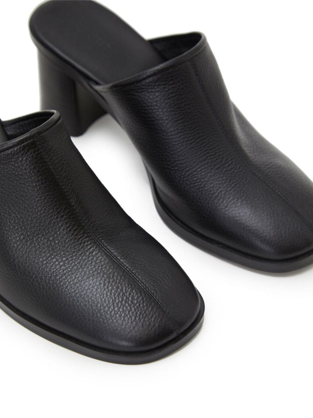 Shop 12 Storeez 65mm Square-toe Leather Mules In Black